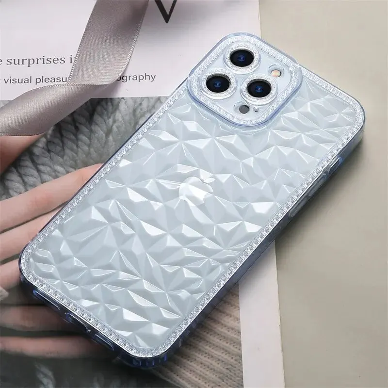 Průhledné pouzdro na iPhone s třpytivým vzorem - modrá / černá iPhone6/6S