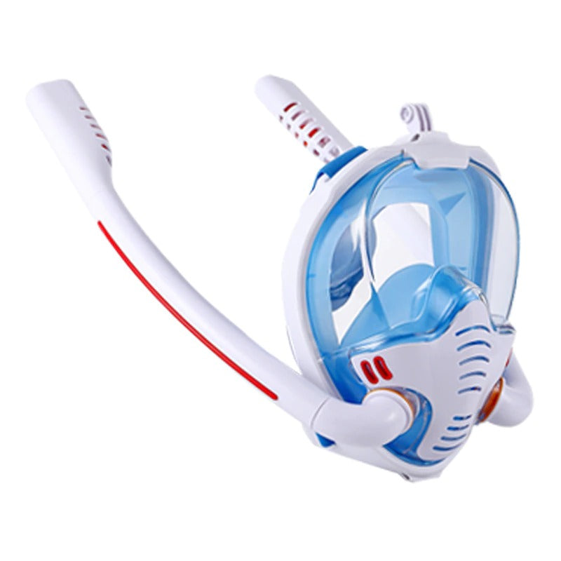 Šnorchlová maska s dvojitou trubicí : umožňuje volné dýchání