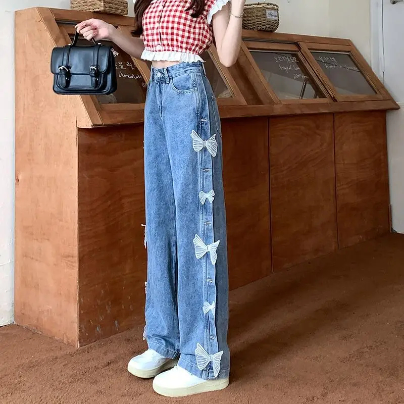 Dámské baggy džíny s širokými nohavicemi a s vysokým pasem ve stylu streetwear - velikost XL