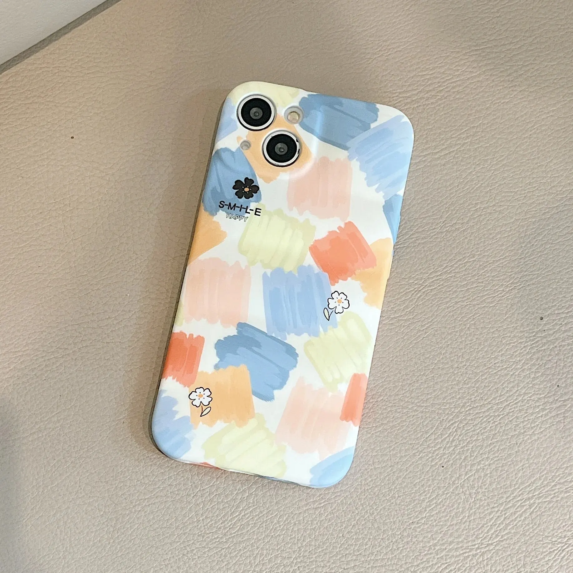 Pouzdro na iPhone s barevnými malovanými olejovými nálepkami odolné proti pádu a otiskům prstů - xr bílá aqua modrá
