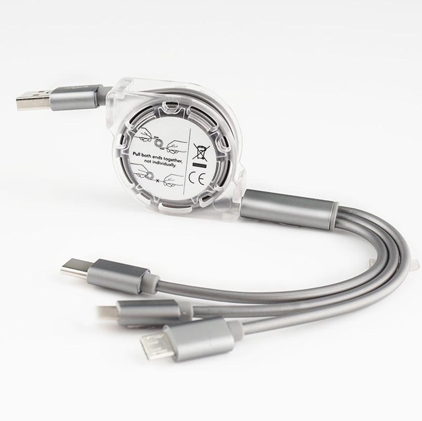 Kabel USB 3v1 - strieborna