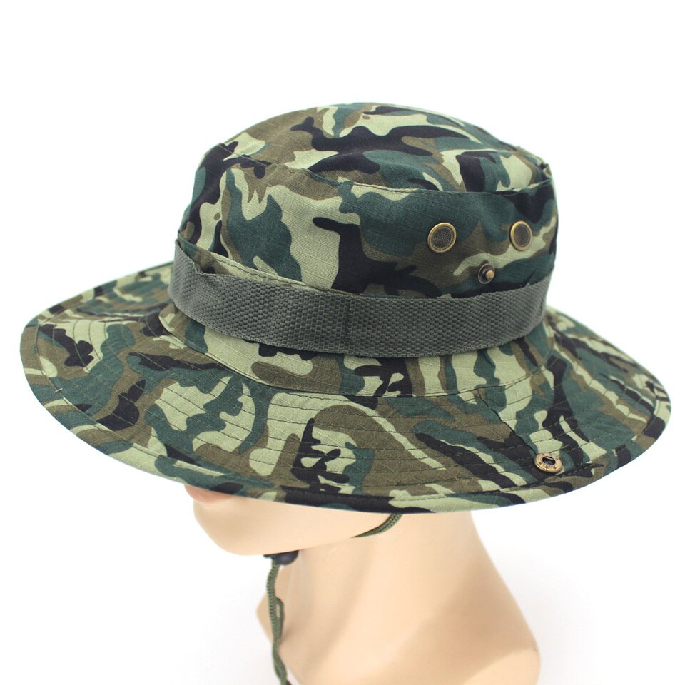 Unisex moderní originální oblíbený klobouk s tkaničkou s trendy army potiskem - A
