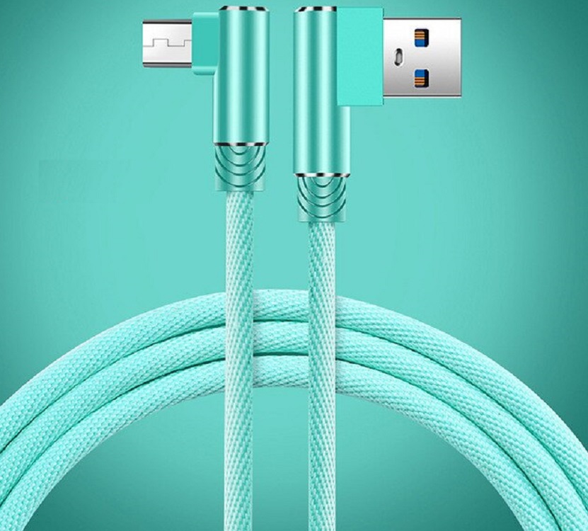 Páskový kabel pro USB na Micro USB - tyrkysová 3 m