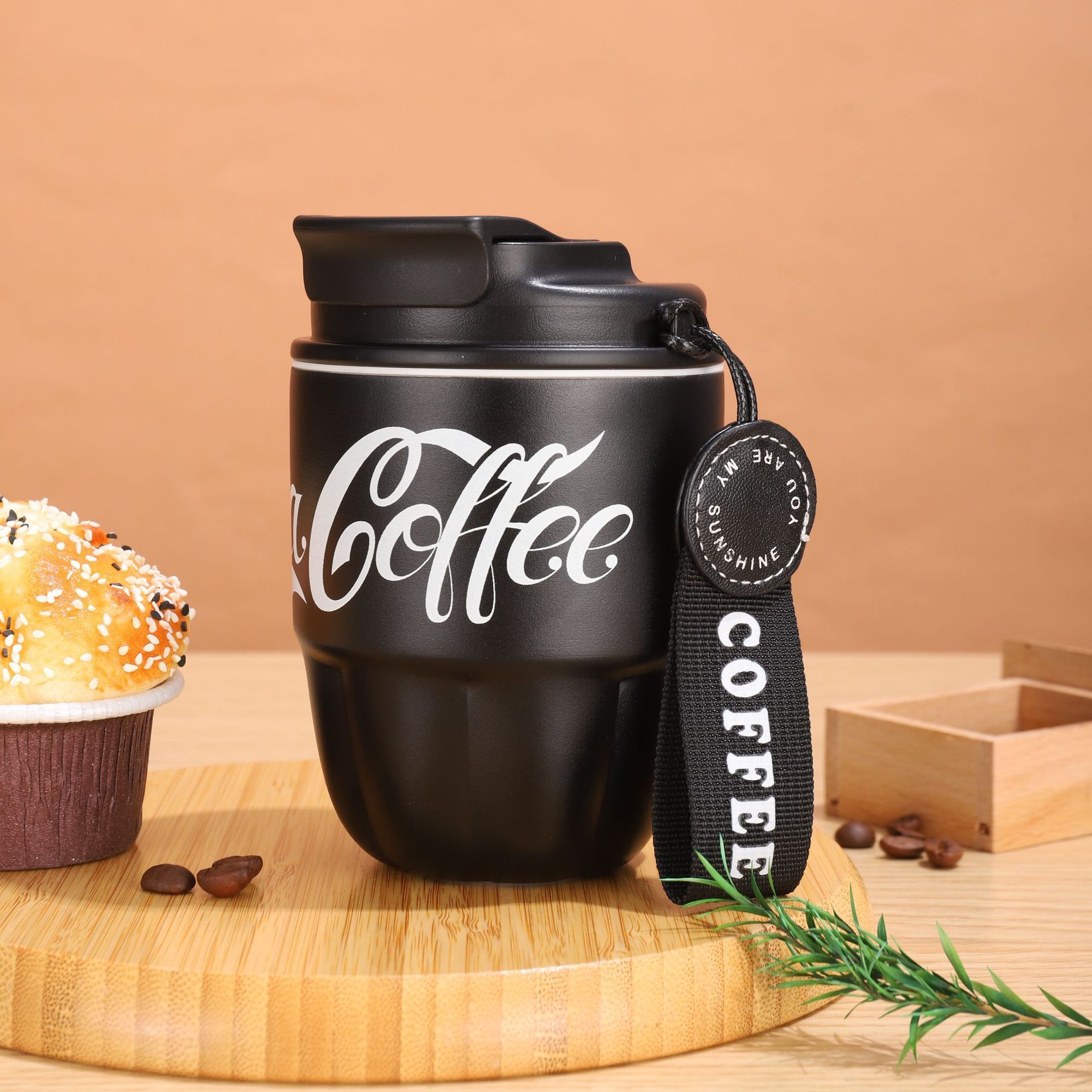 Cestovní hrnek z nerezové oceli s vakuovou izolací, ideální na kávu a nápoje - Black, 260ml