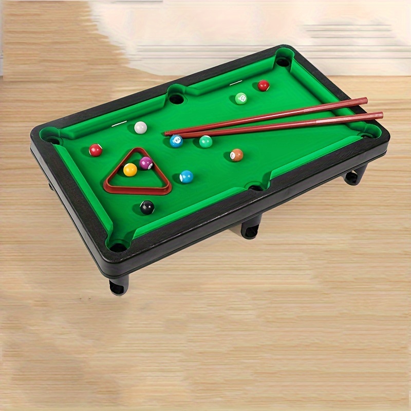 Mini stolní biliardový set - zelený, plastový rám, párty styl, samostatný stolní kulečník