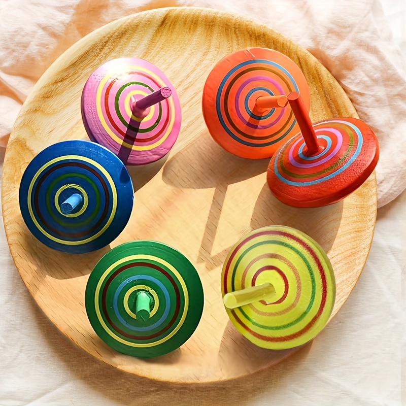 Dřevěné barevné fidget spinnery v sadě 5 kusů zábavná a edukativní hračka pro děti