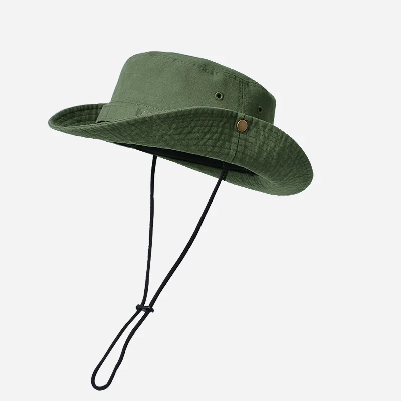 Dámský bavlněný klobouk s módním designem pro venkovní aktivity - army green