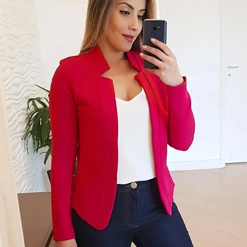 Dámský vintage nepravidelný vzor casual blazer - červené velikost L