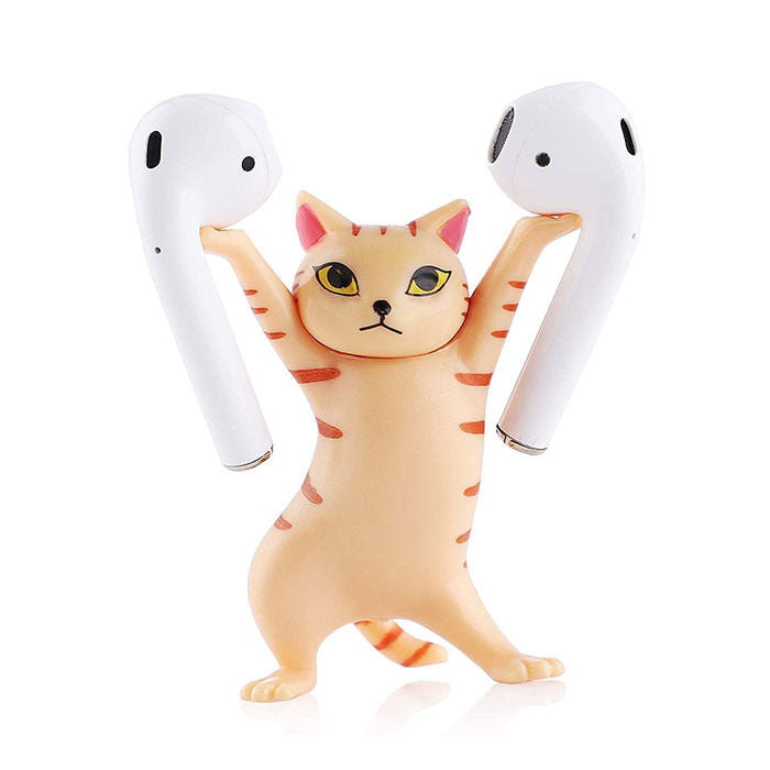 Držák Airpod Dance Cat - white-orange, 5ks