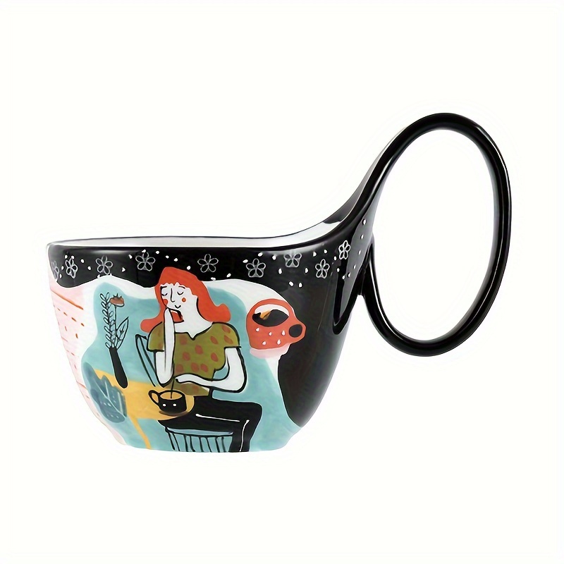 Keramický hrnček pro kávu a čaj, 400 ml, s uchem, pro ženy - Red Hair Girl