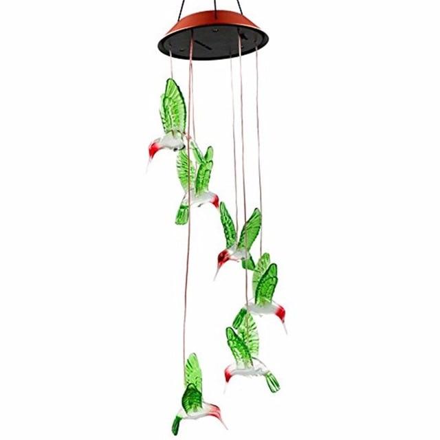 LED solární větrné zvonky - pták