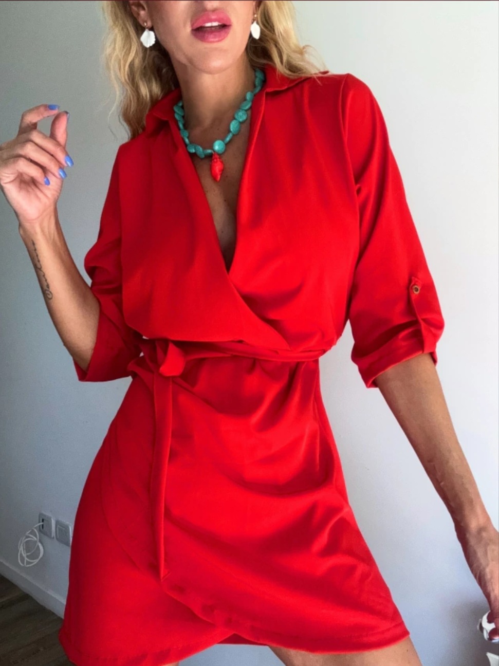 Dámské elegantní košilové šaty Fattykins - red, xxl