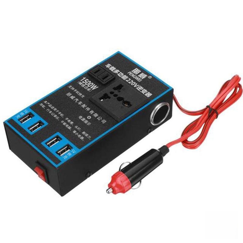 1500W měnič napětí 12V 24V na 220V mobilní telefon USB nabíjení nákladní automobil domácí zásuvka auto nabíječka konvertor adaptér - modrá